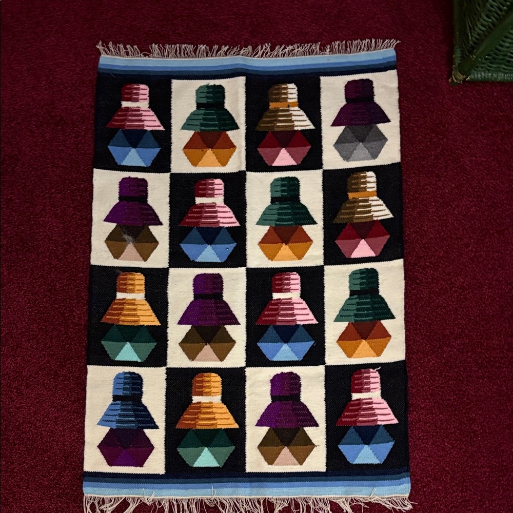 Peruvian Wool Colorful Geometric Patterned Rug